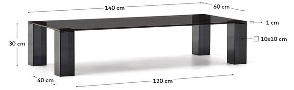 Sötétszürke üveg dohányzóasztal 60x140 cm Adularia – Kave Home