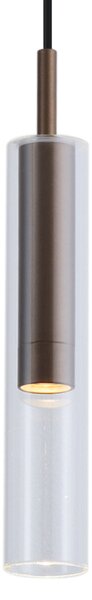 Modern spotlámpa sötét bronz színben, átlátszó üveggel, 1 fázisú sínrendszerhez - Slimline Loyce