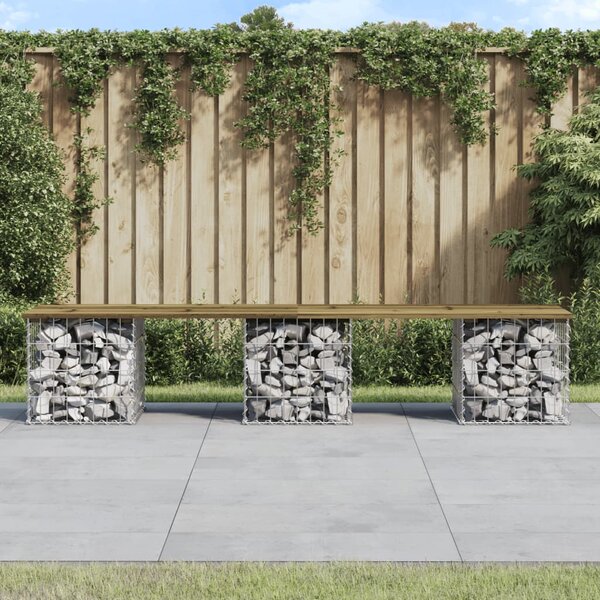 VidaXL impregnált fenyőfa gabion kerti pad 203 x 31 x 42 cm