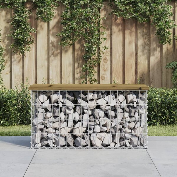 VidaXL impregnált fenyőfa gabion kerti pad 83 x 31,5 x 42 cm