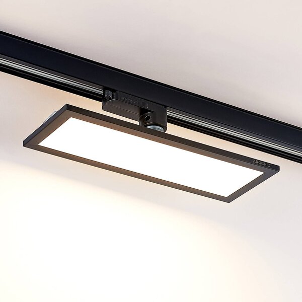 Arcchio Hairis 3-fázisú LED panel, 30 cm, fekete, 3000 K, Fekete, Dolgozószoba / Iroda, Műanyag, Modern
