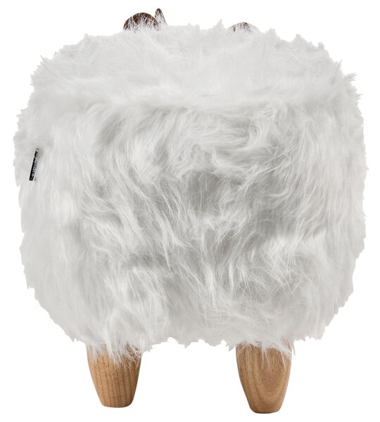 Állatos puff WOOLLY Műszőrme Fehér Orrszarvú