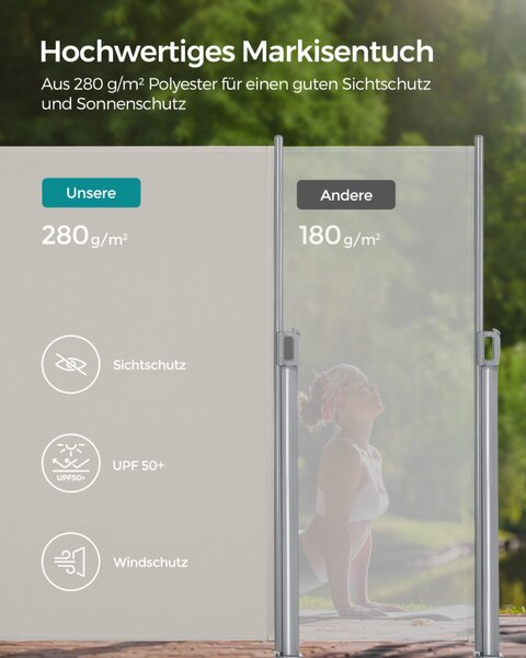SONGMICS Prémium Oldalsó Napellenző 2x3,5m Bézs Alumínium