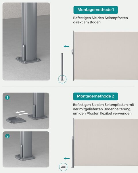 SONGMICS Prémium Oldalsó Napellenző 2x3,5m Bézs Alumínium