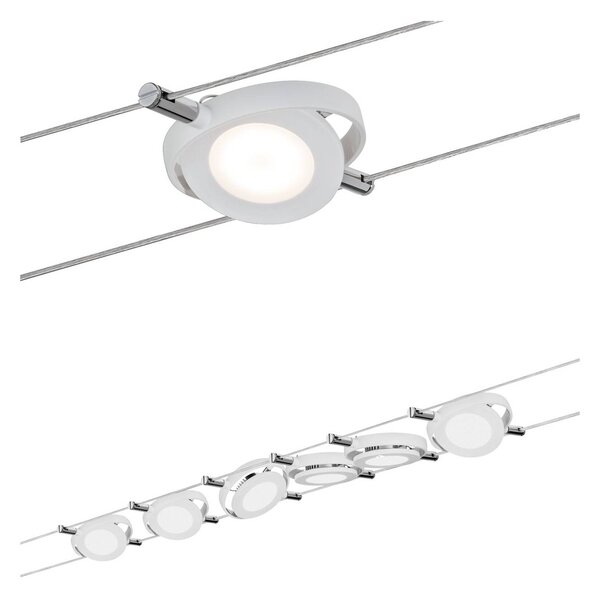 Paulmann RoundMac LED-kötélrendszer, 6-ágú, Króm / ezüst, Nappali / Étkező, fém, Modern