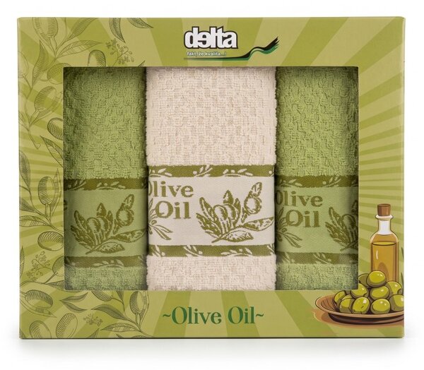 Olive Oil frottír konyharuha szett 3 db