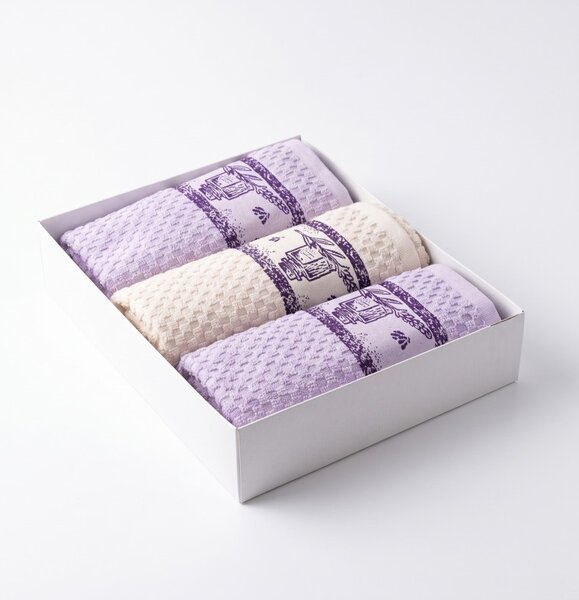 Lavender frottír konyharuha szett 3 db