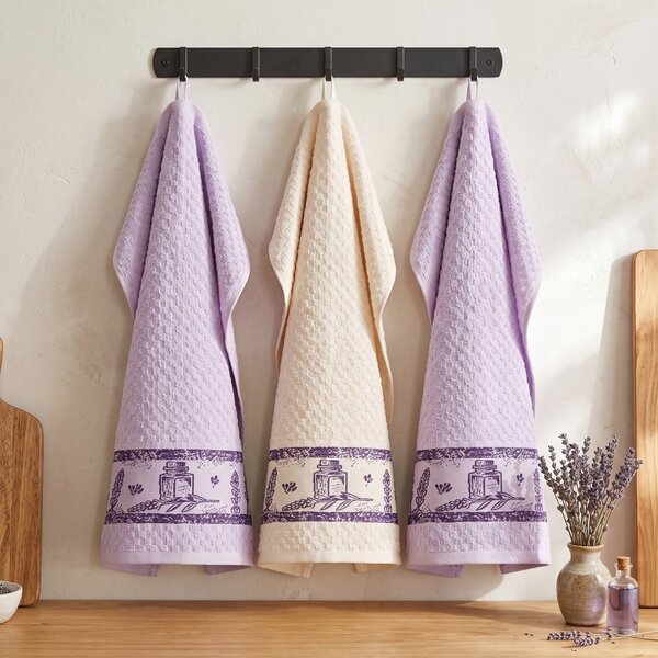 Lavender frottír konyharuha szett 3 db