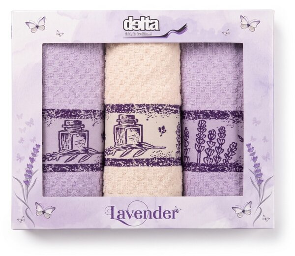 Lavender frottír konyharuha szett 3 db