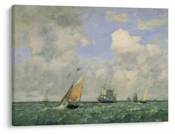Kép - Eugène Boudin, Ships and Sailing Boats Leaving Le Havre, reprodukciók (70x50 cm)
