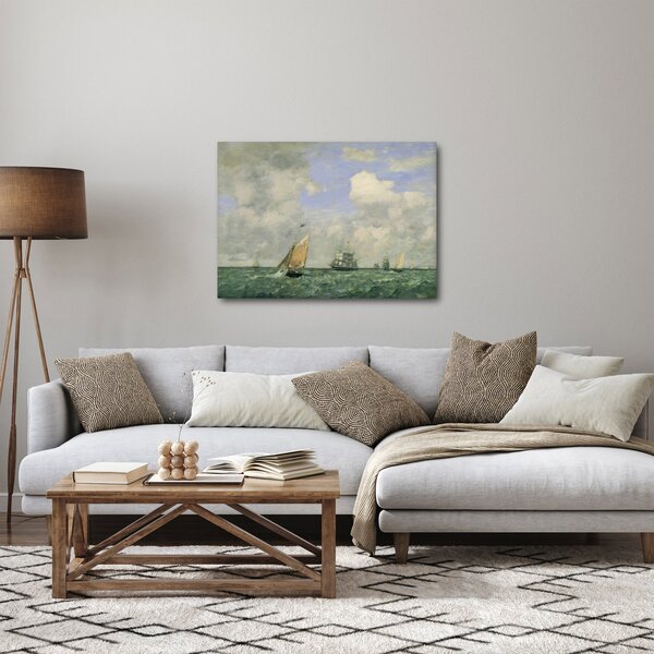 Kép - Eugène Boudin, Ships and Sailing Boats Leaving Le Havre, reprodukciók (70x50 cm)