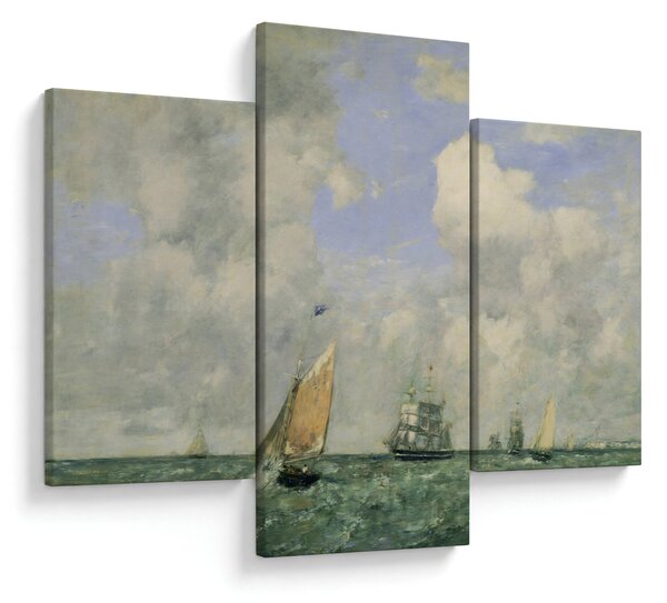 Kép - Eugène Boudin, Ships and Sailing Boats Leaving Le Havre, reprodukciók (90x60 cm)