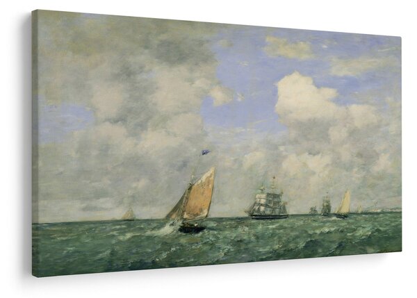 Kép - Eugène Boudin, Ships and Sailing Boats Leaving Le Havre, reprodukciók (90x60 cm)