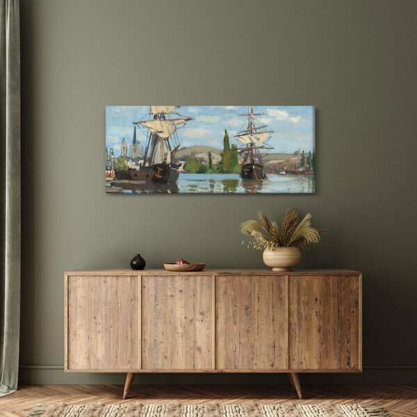 Kép - Claude Monet, Ships Riding on the Seine at Rouen, reprodukciók (120x50 cm)