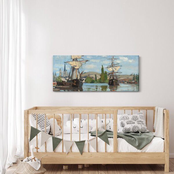 Kép - Claude Monet, Ships Riding on the Seine at Rouen, reprodukciók (120x50 cm)