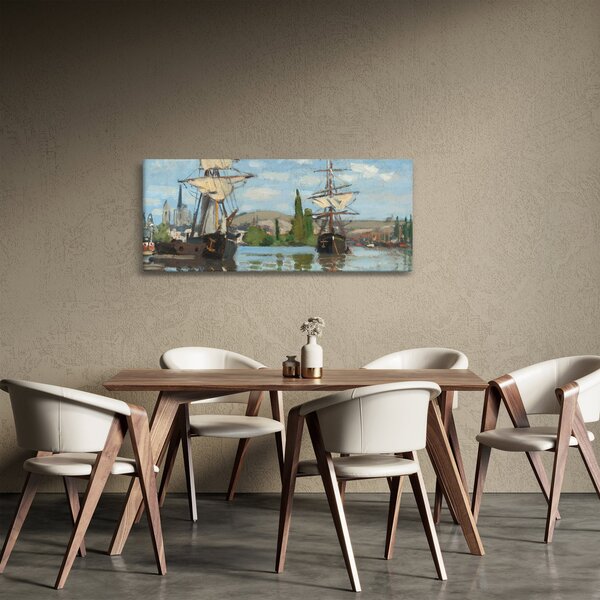 Kép - Claude Monet, Ships Riding on the Seine at Rouen, reprodukciók (120x50 cm)