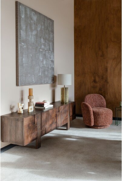 Sötét natúr színű tömörfa TV-állvány 188x60x45 cm Bruneau – Dutchbone