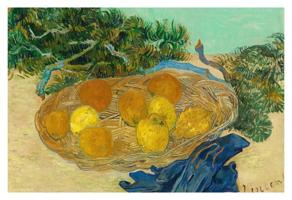 Kép - Vincent van Gogh, Still Life of Oranges and Lemons with Blue Gloves, reprodukciók (90x60 cm)
