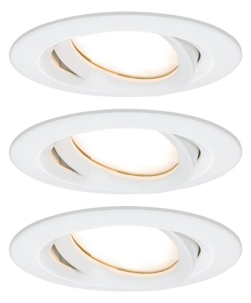 Paulmann Nova Plus 3 db LED spotlámpa, kerek, fehér, dimmelhető, Fehér / opál, Folyosó, Alumínium, Modern