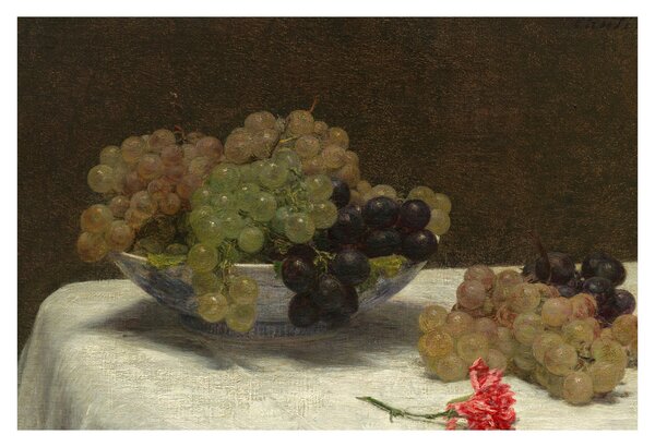 Kép - Henri Fantin-Latour, Still Life with Grapes and a Carnation, reprodukciók (90x60 cm)