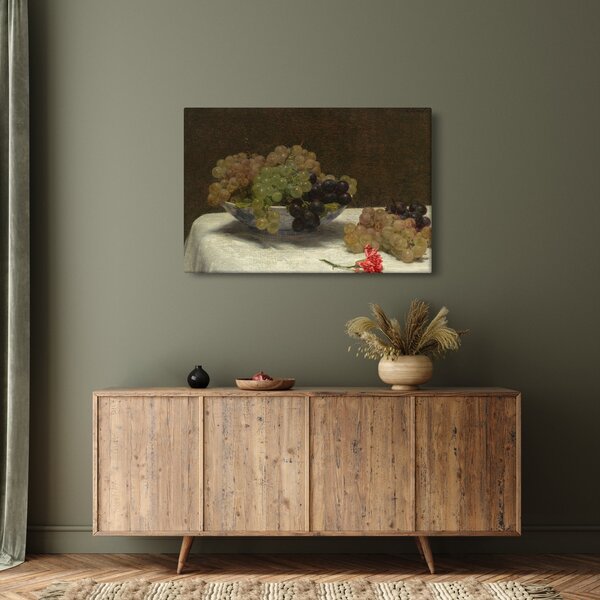 Kép - Henri Fantin-Latour, Still Life with Grapes and a Carnation, reprodukciók (90x60 cm)