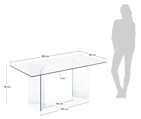 Üveg étkezőasztal 90x180 cm Burano – Kave Home