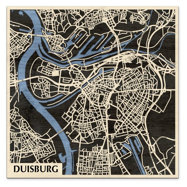 Duisburg 3D fa várostérkép fali dekoráció – Natura Products