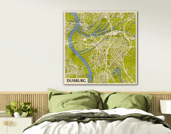 Duisburg 3D fa várostérkép fali dekoráció – Natura Products