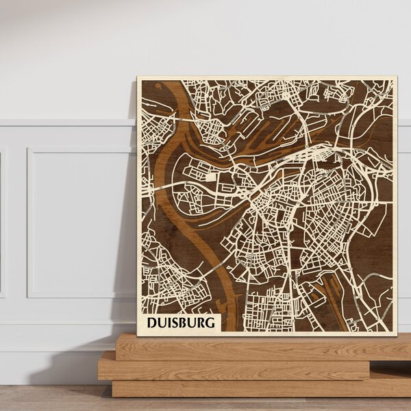 Duisburg 3D fa várostérkép fali dekoráció – Natura Products