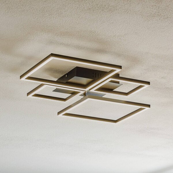 Briloner Frame LED mennyezeti lámpa, CCT, 4 lámpás, fekete, dimmelhető, Fekete, Nappali / Étkező, fém, Modern