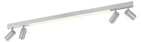 PURE LED mennyezeti lámpa Lines, 120 cm, ezüst, távirányítóval, dimmelhető, Alu / szürke / cink, Nappali / Étkező, fém, Modern