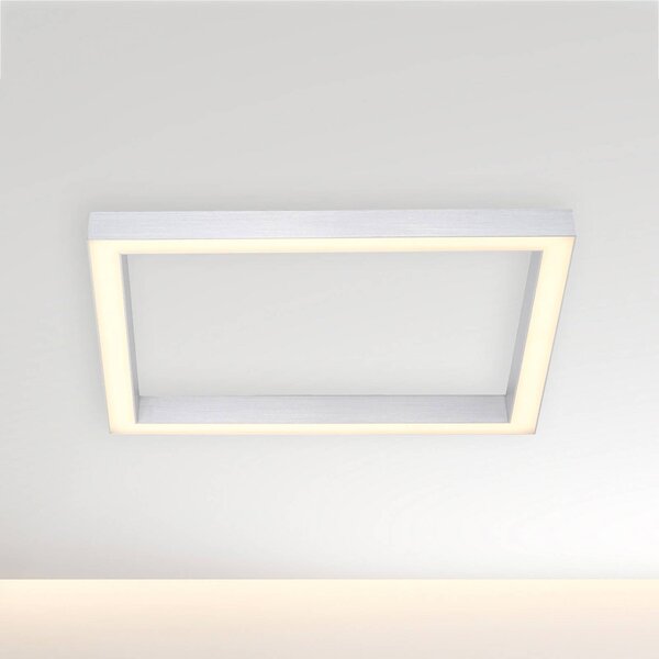 PURE LED mennyezeti lámpa Lines, 55 x cm, ezüst, CCT, távvezérlővel, dimmelhető, Alu / szürke / cink, Nappali / Étkező, Alumínium, Modern