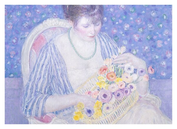 Kép - Frederick Carl Frieseke, The Basket of Flowers, reprodukciók (70x50 cm)