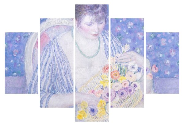 Kép - Frederick Carl Frieseke, The Basket of Flowers, reprodukciók (150x105 cm)