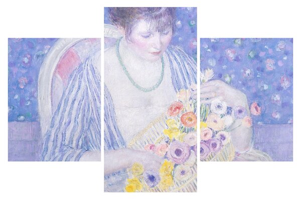 Kép - Frederick Carl Frieseke, The Basket of Flowers, reprodukciók (90x60 cm)