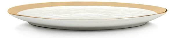 KARE Bell Porcelán Tányér 38 cm Fehér-Arany