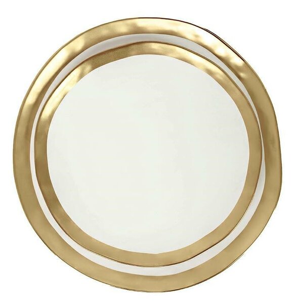 KARE Bell Porcelán Tányér 38 cm Fehér-Arany