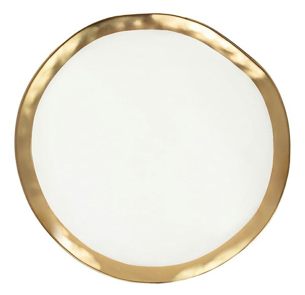 KARE Bell Porcelán Tányér 38 cm Fehér-Arany
