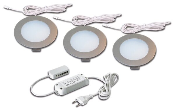Hera beép. lámpa FR 78-LED 3 db-os készlet melegfehér, Alu / szürke / cink, Nappali / Étkező, Műanyag, Modern