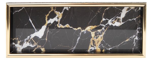 SHP Marble Dekorációs Tálca Üveg Fekete-Arany Márvány Mintázattal