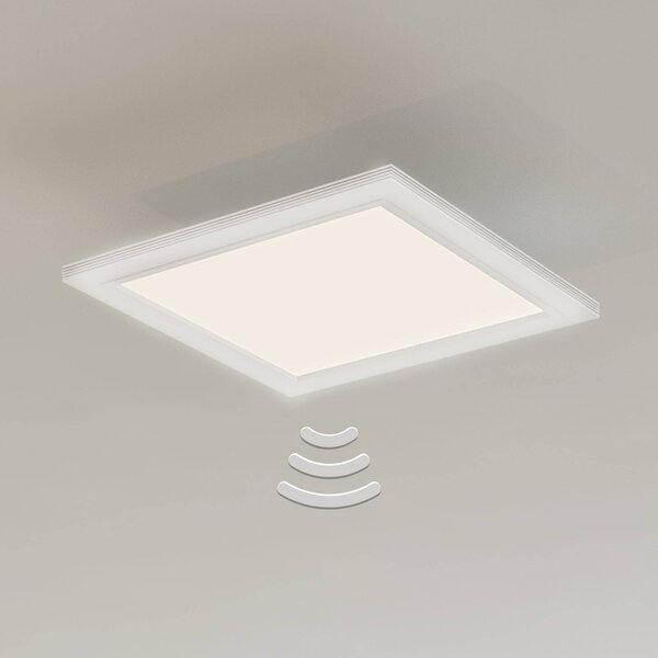 Briloner LED mennyezeti lámpa Piatto, érzékelő, 29,5 x cm, Fehér / opál, Folyosó, fém, Modern