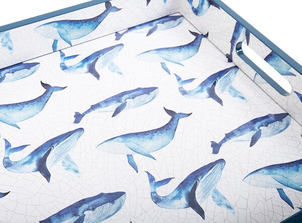SHP WHALE Dekoratív Tálca Bálnamintás Kék-Fehér