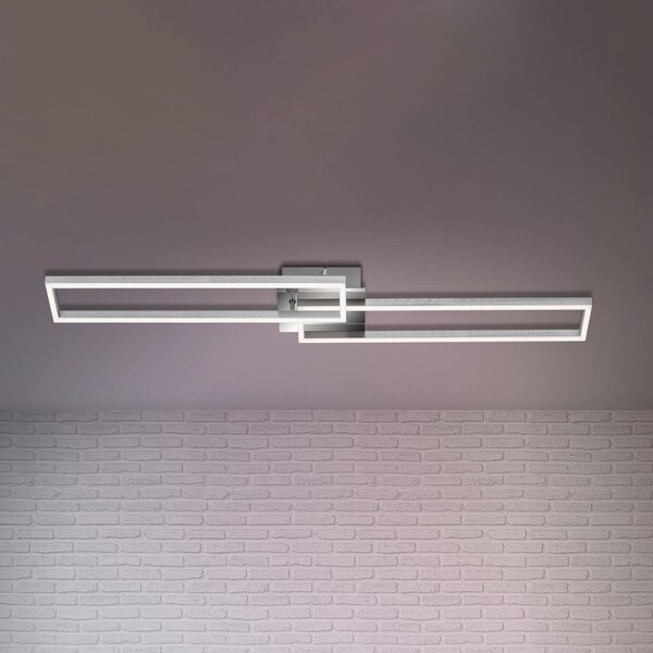 Briloner Frame LED mennyezeti lámpa, távirányítóval, krómozott, dimmelhető, Alu / szürke / cink, Nappali / Étkező, fém, Modern