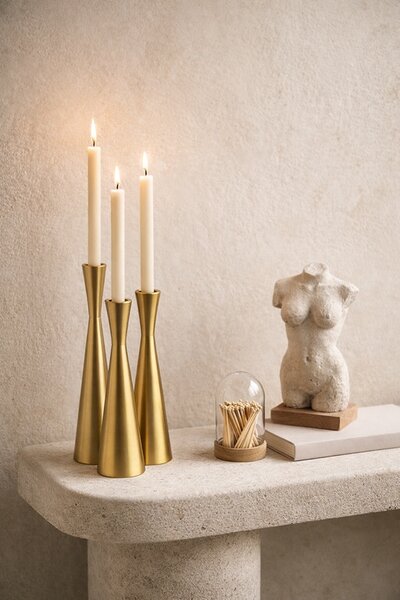 King Home SHP TRIO gyertyatartó szett fém arany 3 darabos