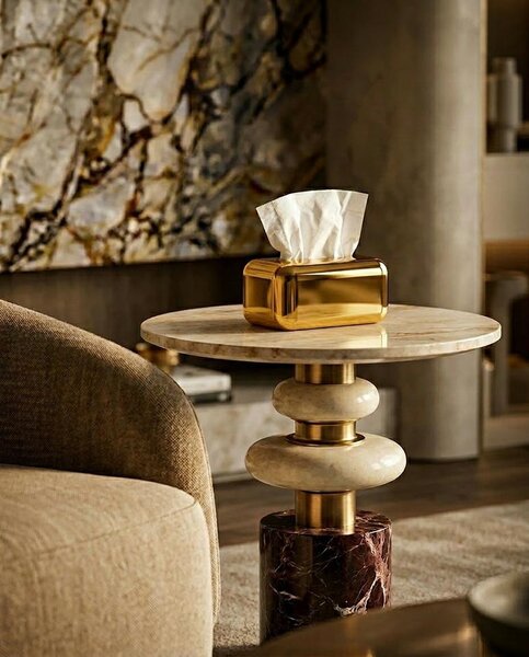 King Home SHP GOLDEN Dekoratív Zsebkendőtartó Arany Fényes Felülettel