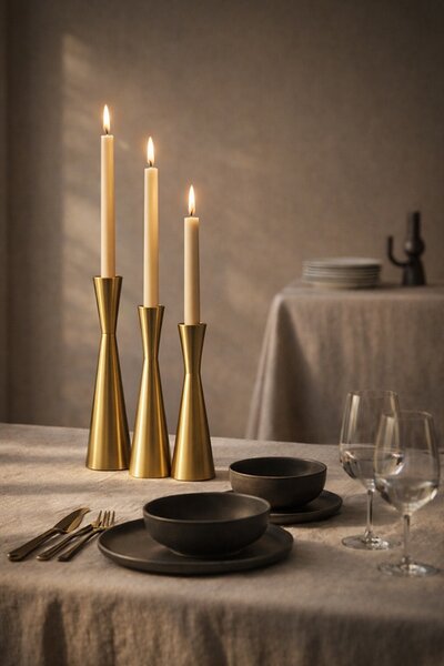 King Home SHP TRIO gyertyatartó szett fém arany 3 darabos