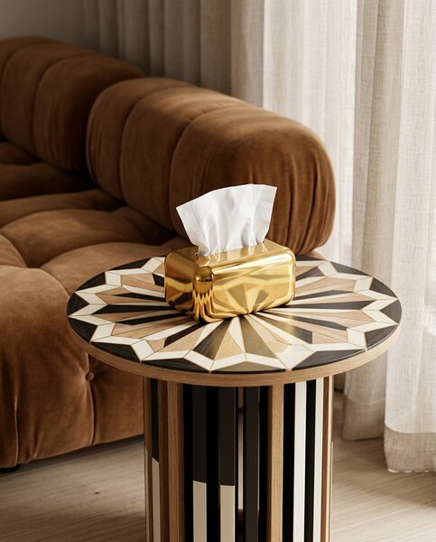 King Home SHP GOLDEN Dekoratív Zsebkendőtartó Arany Fényes Felülettel