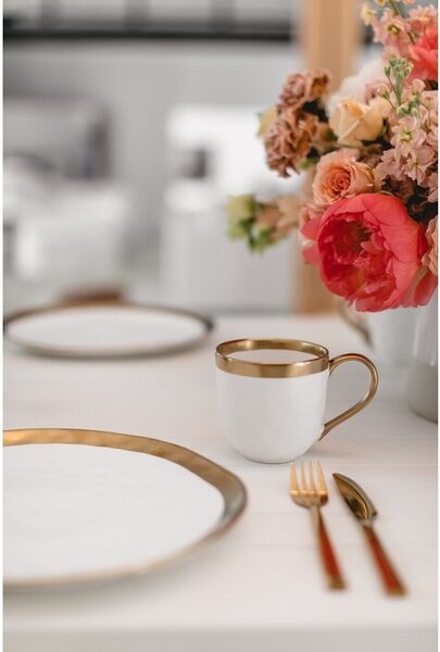 Kare Design Bell Bögre Szett Porcelán Fehér-Arany 4 darabos