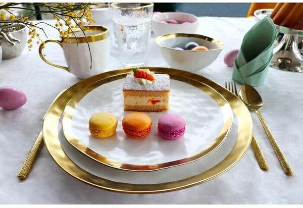 Kare Design Bell Bögre Szett Porcelán Fehér-Arany 4 darabos