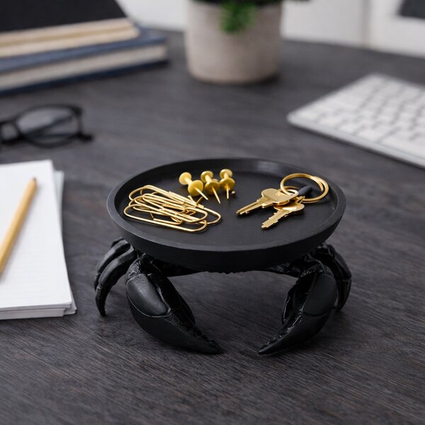 King Home SHP CRAB dekoratív tálca fekete rák alakú 3D nyomtatott